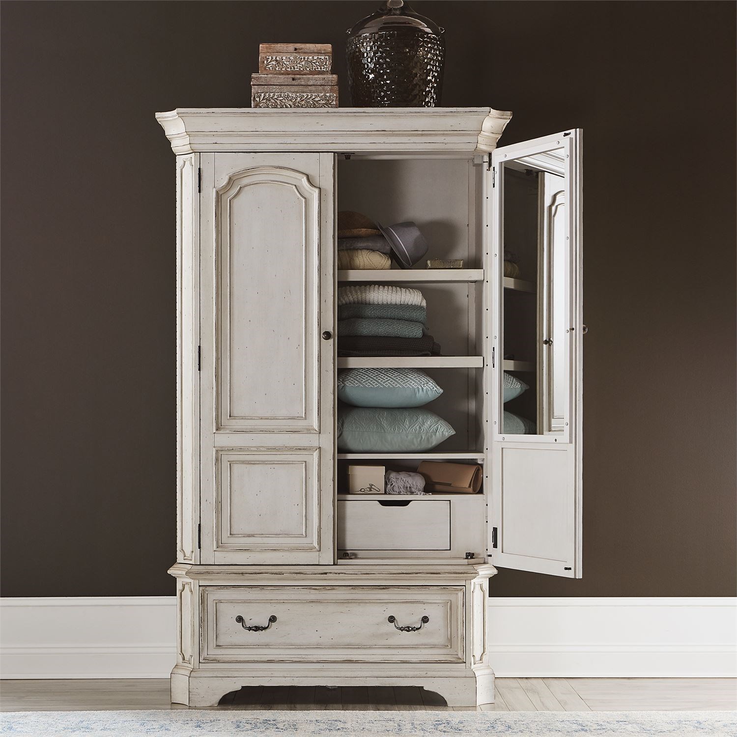 Liberty Furniture Abbey Road Relaxed Vintage Armoire with Distressed
